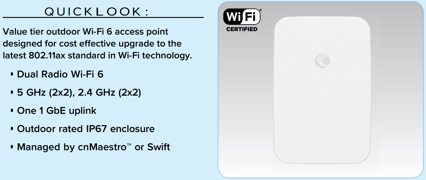 Cambium XV2-23T Wi-Fi 6 Outdoor Access Point