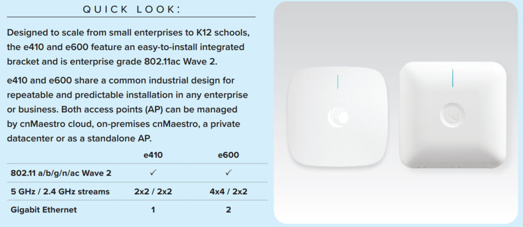 Cambium cnPilot e600 Wi-Fi 5 Indoor Access Point