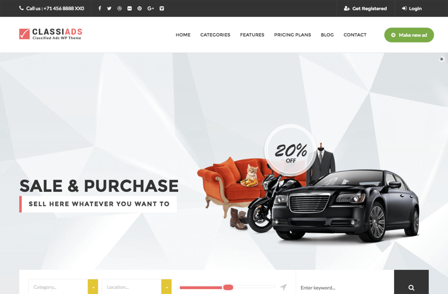 Classiads - Giao diện WordPress cho website rao vặt, đăng tin quảng cáo Classiads - Giao diện WordPress cho website rao vặt, đăng tin quảng cáo